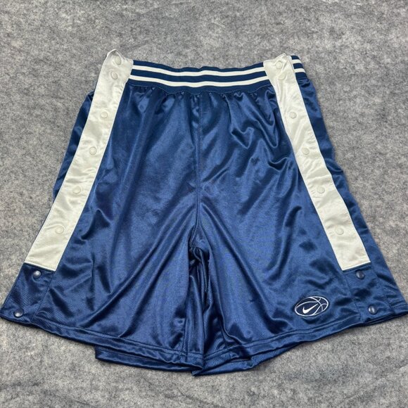 Nike Shorts Mens XXL Blue White Gym Basketball Side Snap Tear Away VTG Logo - Picture 1 of 9
